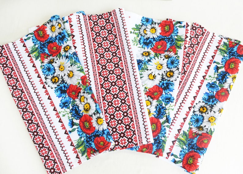 Linen tea towel Rushnyk Ukrainian tea set Ukrainian gifts image 1