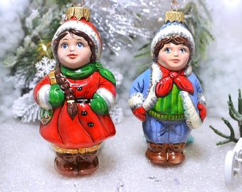 Ukraine children ornament Ukraine christmas Caroler Glass christmas decoration for Christmas tree Holiday decor