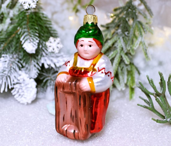 Baba with trough Ukrainian christmas glass ornaments Tree decorations Zolotaya rybka