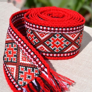 Red Krayka made in ukraine Ukrainian belt Multicolour woven sash  Ukrainian souvenir Kushak