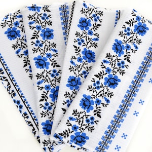 100% cotton Set kitchen towel Ukrainian embroidered print Traditional Rushnyk 28.3"x14.2"approx