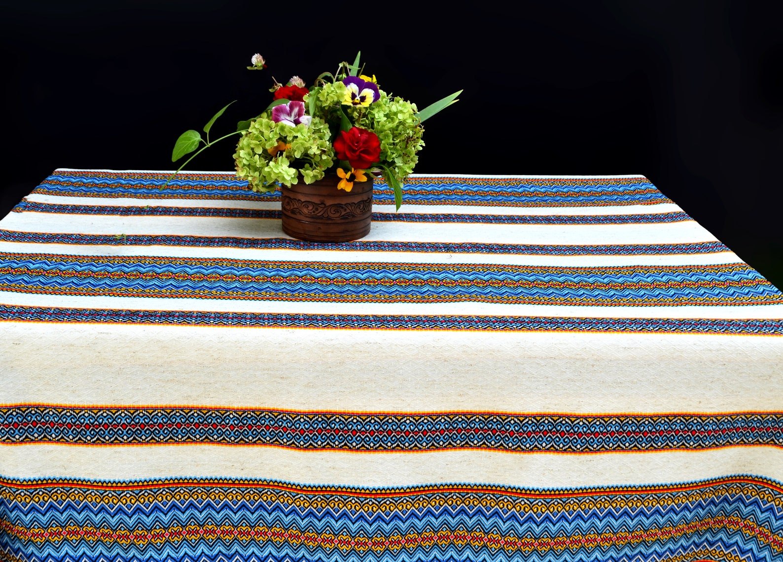 Ukrainian Embroidered Table Cloth Ethnic Tablecloth Farmhouse Etsy