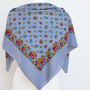 Ukrainian head scarves Floral square scarves Babushka scarf