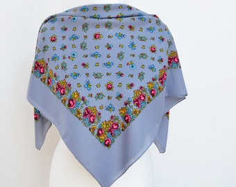 Ukrainian head scarves Floral square scarves Babushka scarf
