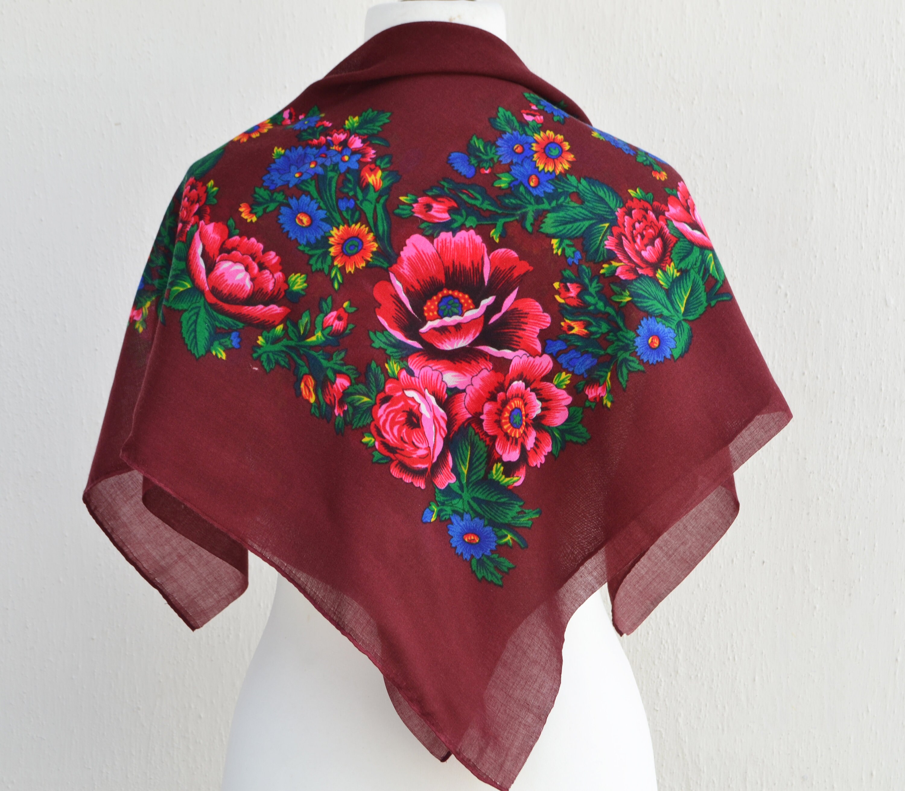 Floral Scarves Babushka Scarf 28 X 28 Ukrainian Etsy UK