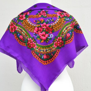 Ukrainian scarf Floral babushka scarf Slavic scarf
