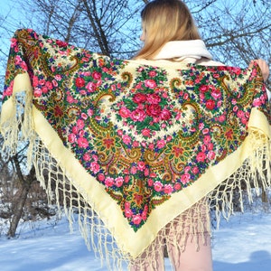 Piano scarf fringe Chale Ukrainian wedding shawl