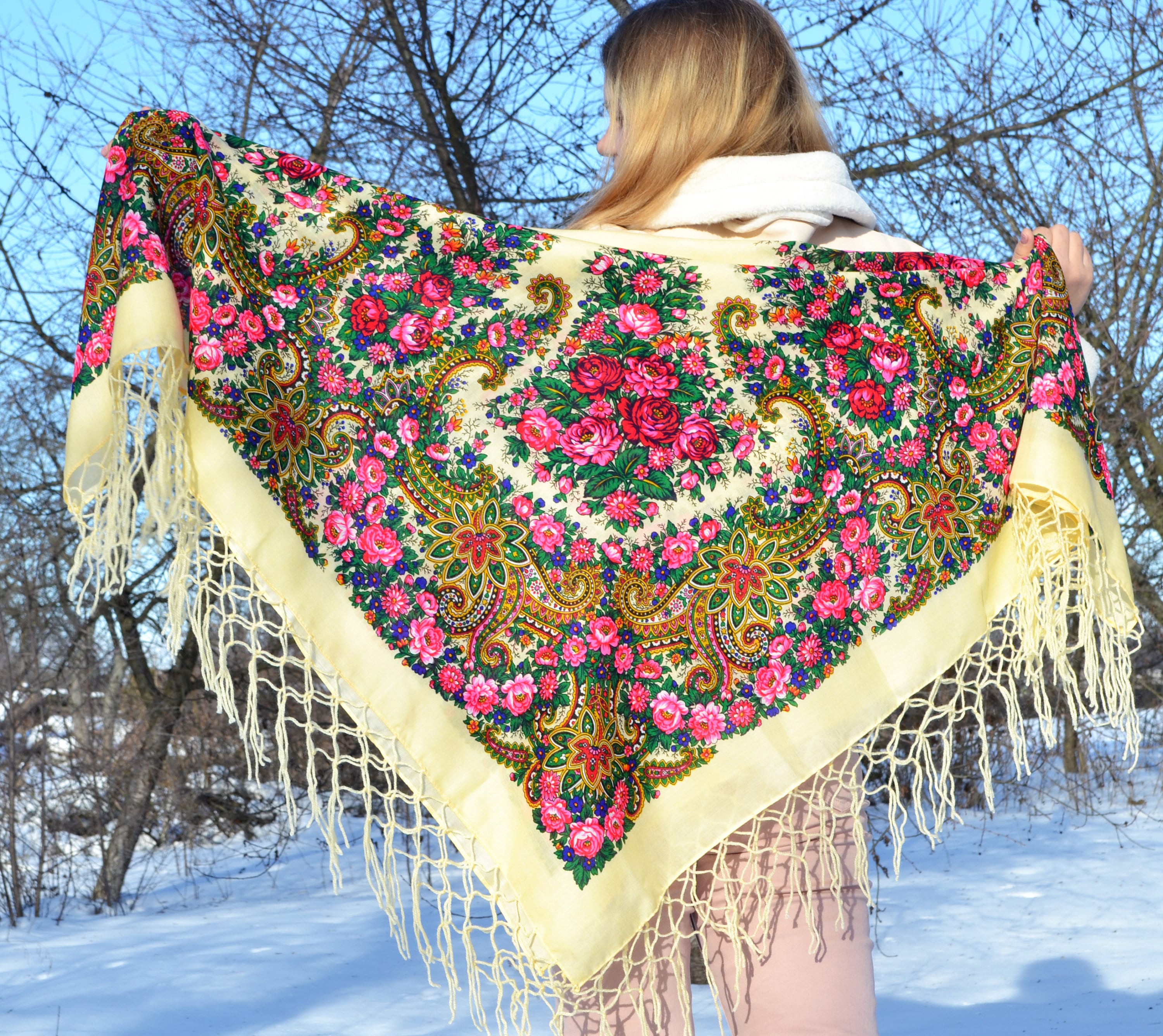 Piano Scarf Fringe Chale Ukrainian Wedding Shawl - Etsy