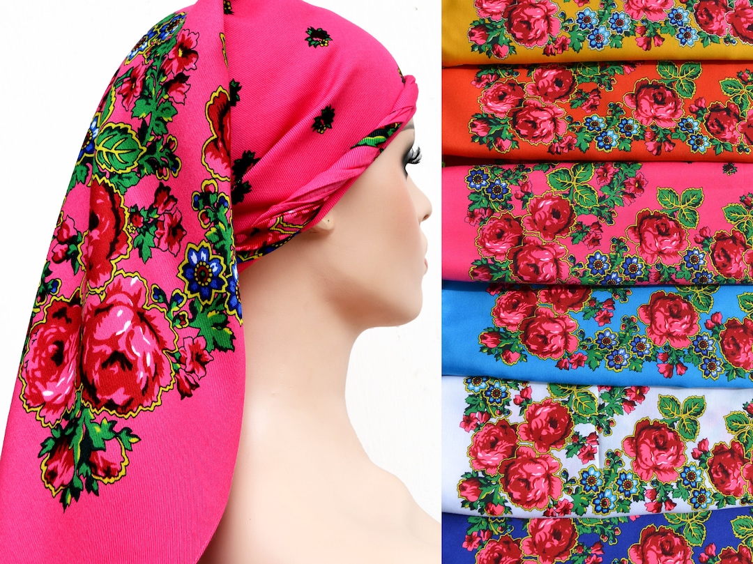 Ukrainian Scarves Babushkas Scarf 2929 Ukrainian Folk Scarf Pink Floral