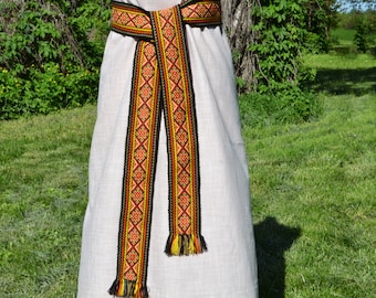 Rainbow woven belt Ethnic folk sash Ukrainian gifts Width 7 centimeters