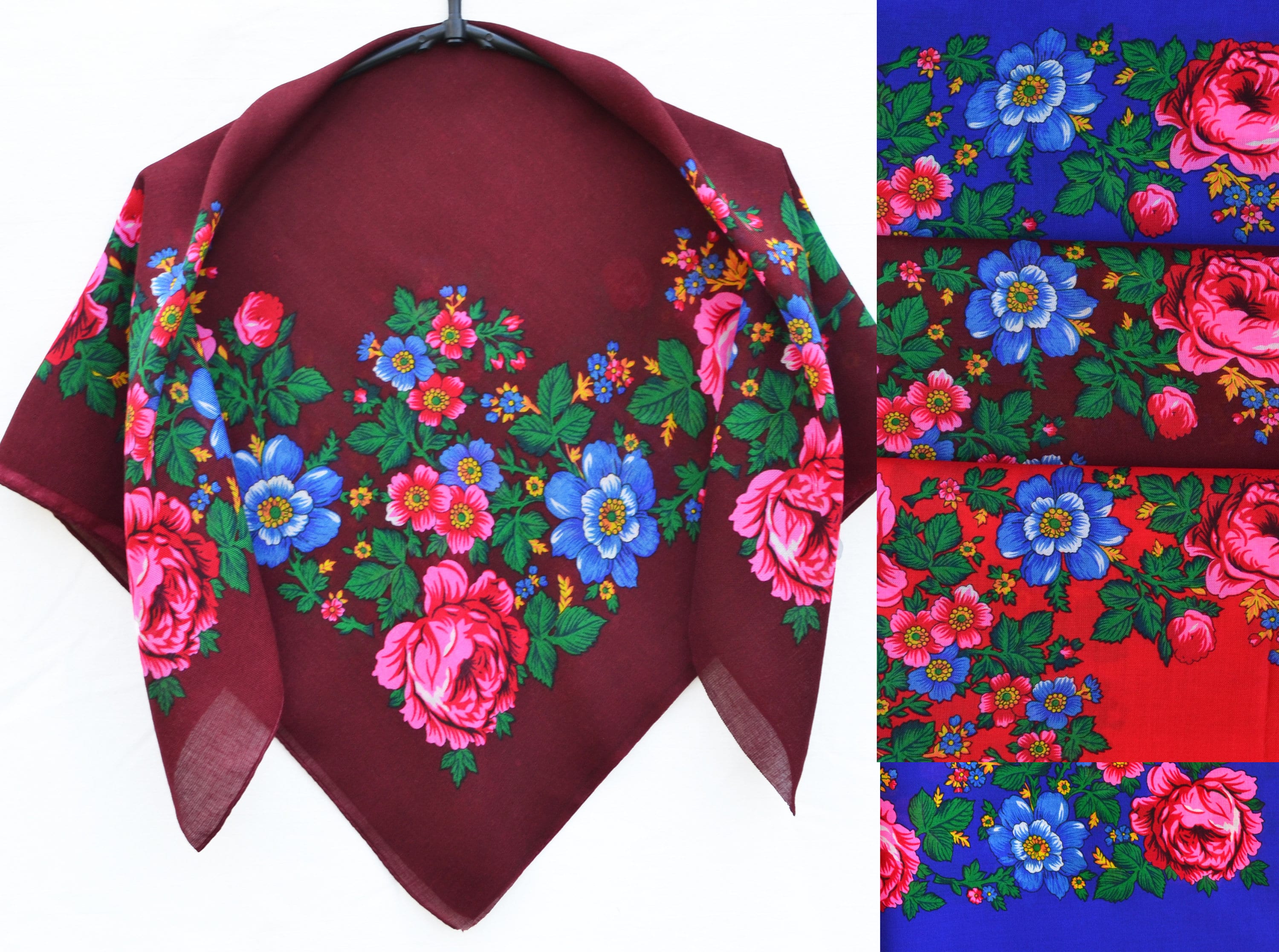 Babushka Scarves Folk Square Scarf Etsy UK