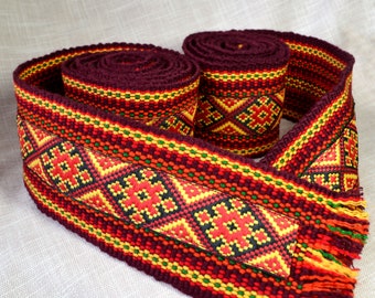 Ukrainian sash Hutsul Cossack woven belt Hutsul Kozak Length 1.5/2/3 meters Width 7 centimeters