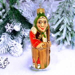 Baba yaga ornaments Slavic folklore glass christmas ornaments Witch figurine