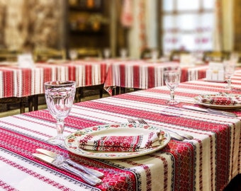 Ukrainian Embroidery Tablecloth, Ethnic Farmhouse Decor