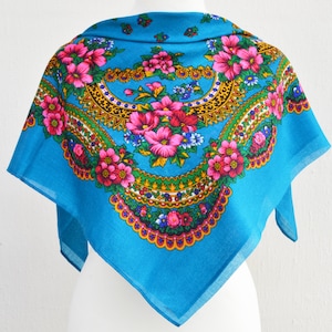 Ukrainian babushka scarf Floral folk scarf Ukrainian gifts