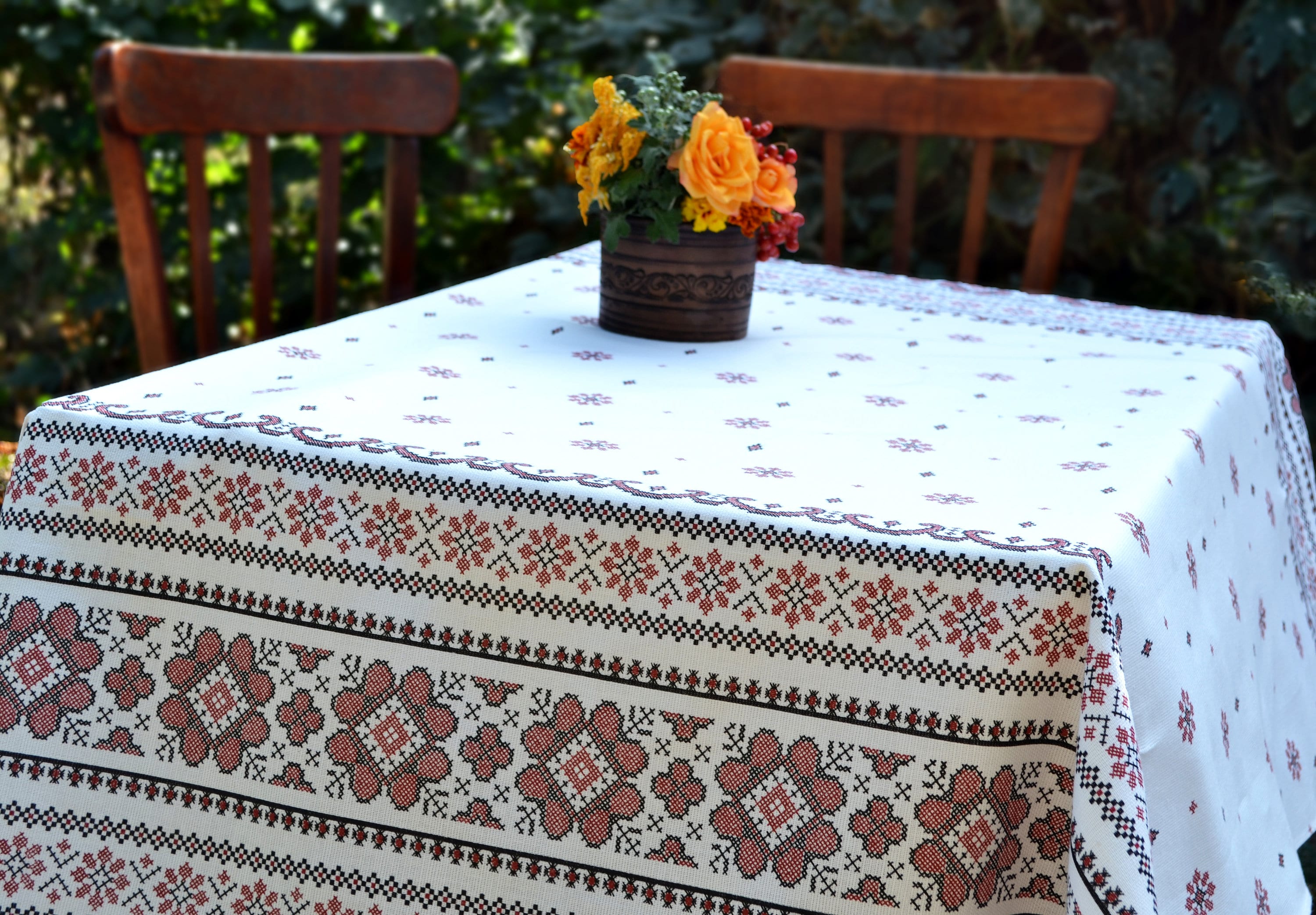 Linen tablecloth Ukrainian traditional embroidery print Etsy