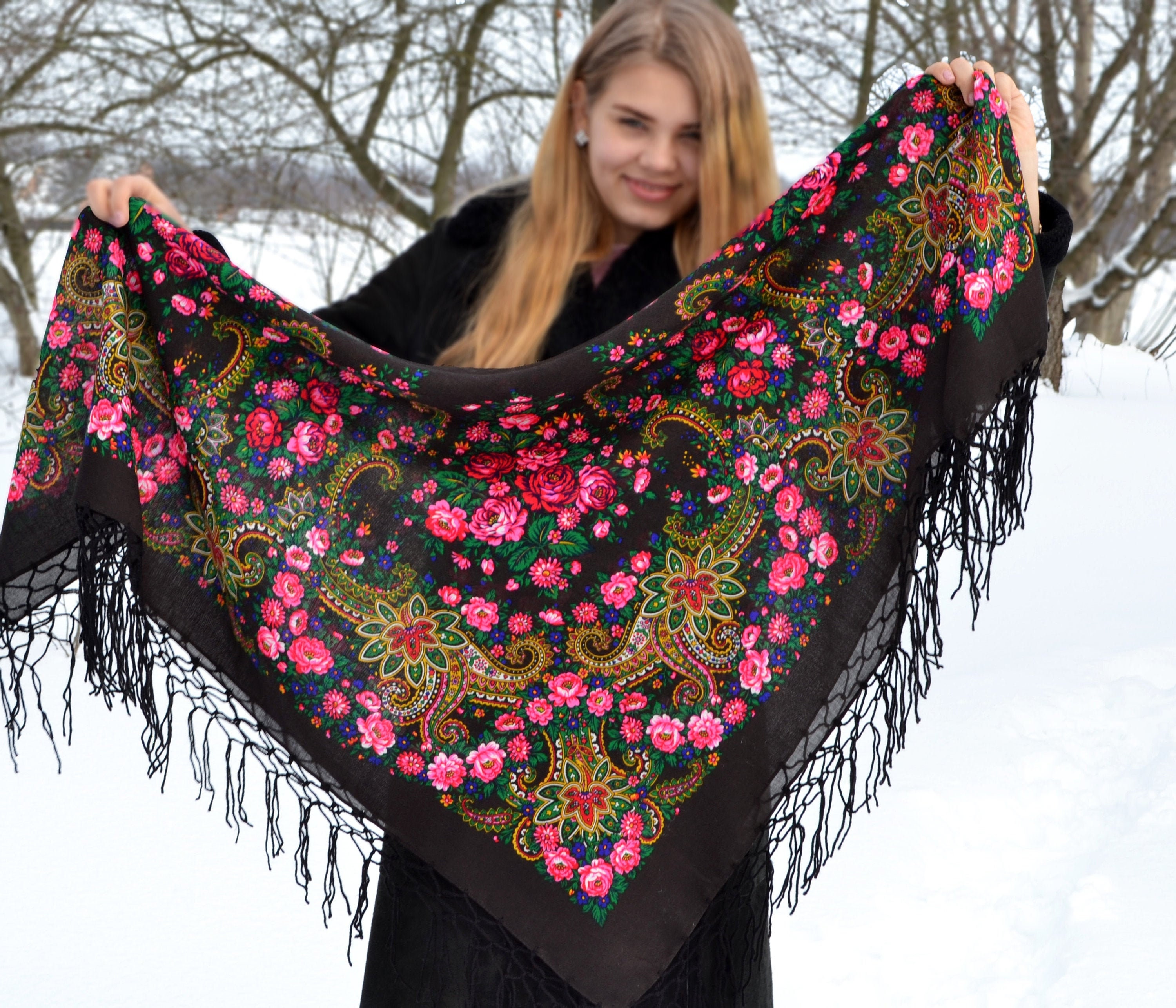 Ukrainian piano shawl Ukrainian gifts Babushka