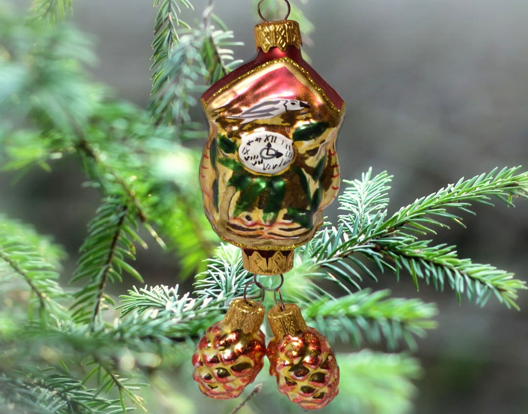 Cuckoo Clock Ornament Glass Ornaments Retro Christmas Ornaments Etsy