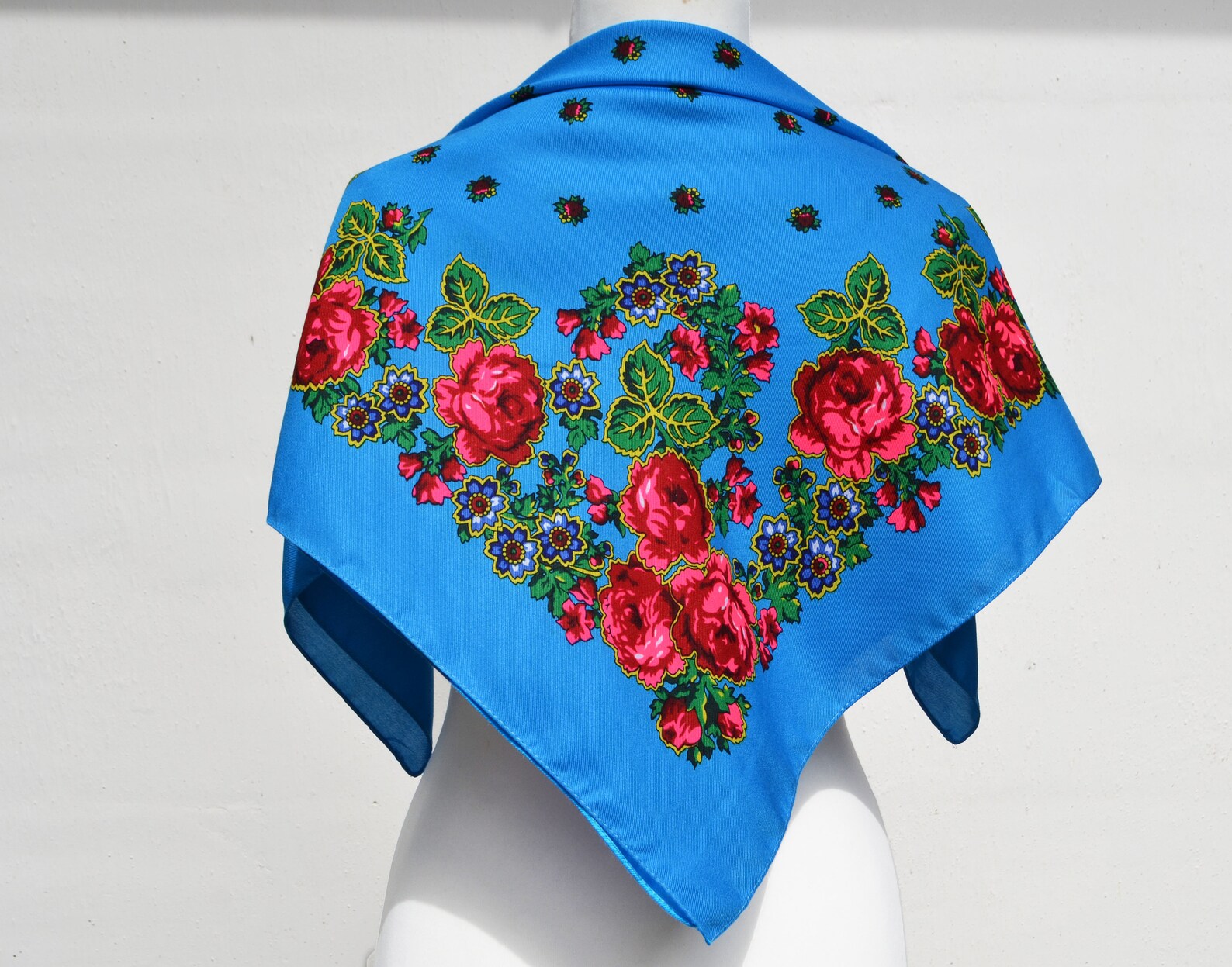 Polish head scarf Babushkas scarf Ukrainian folk scarf Etsy