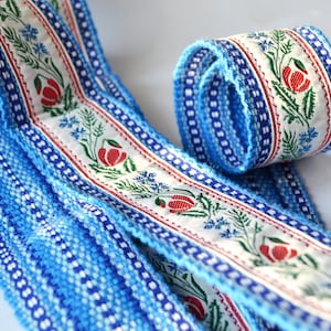 Blue folk belt Cossack woven belt Ukrainian gifts Length 1,8 meters Width 5 centimeters