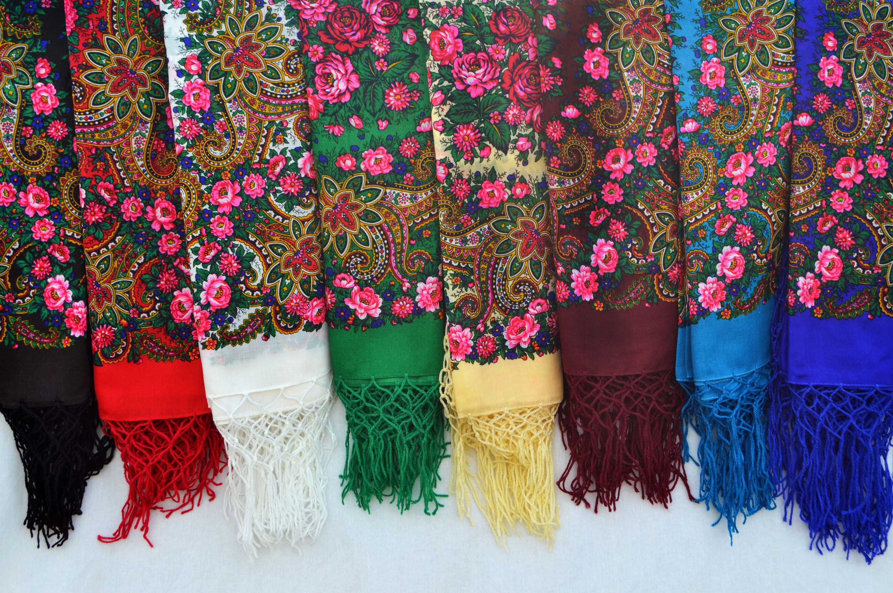 Babushka Floral Scarf Chale Slavic Folk Scarf - Etsy