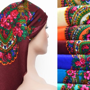 Ukrainian scarf Floral babushka scarf Folk scarf Ukrainian gifts