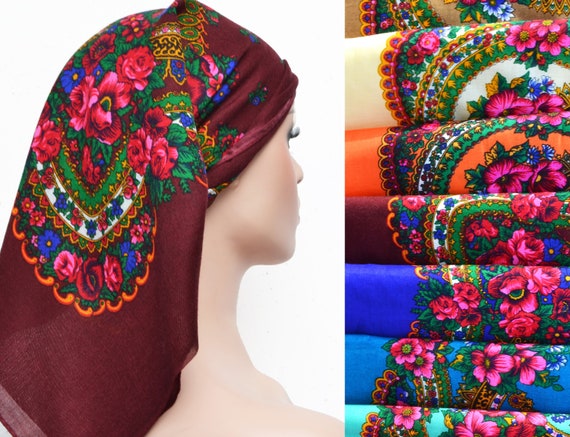 Ukrainian Scarf Floral Babushka Scarf Folk Scarf Ukrainian Gifts -   Canada