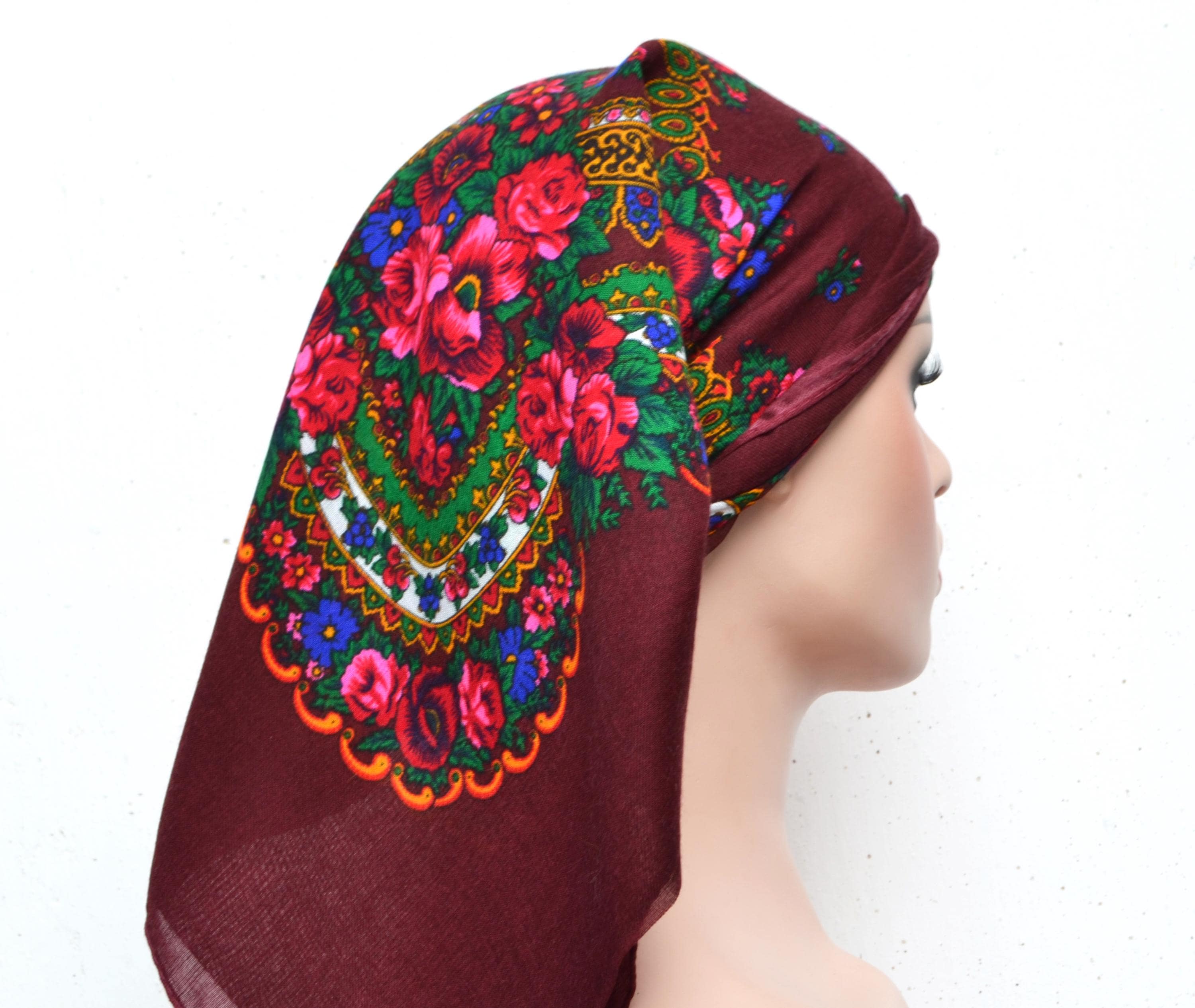 Ukrainian scarf Floral babushka scarf Folk scarf Ukrainian gifts