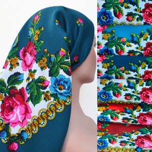 Pañuelos florales Pañuelo en la cabeza Babushkas Pañuelo popular ucraniano