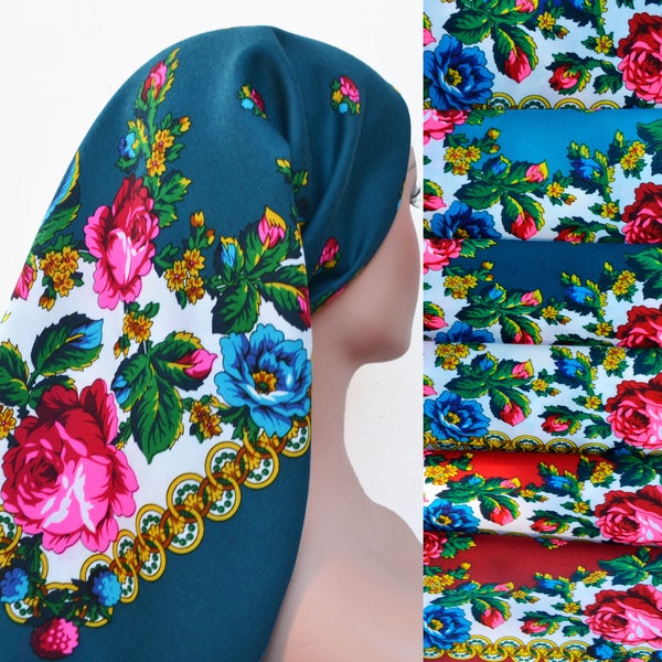 Floral scarves Babushkas head scarf  Ukrainian folk scarf