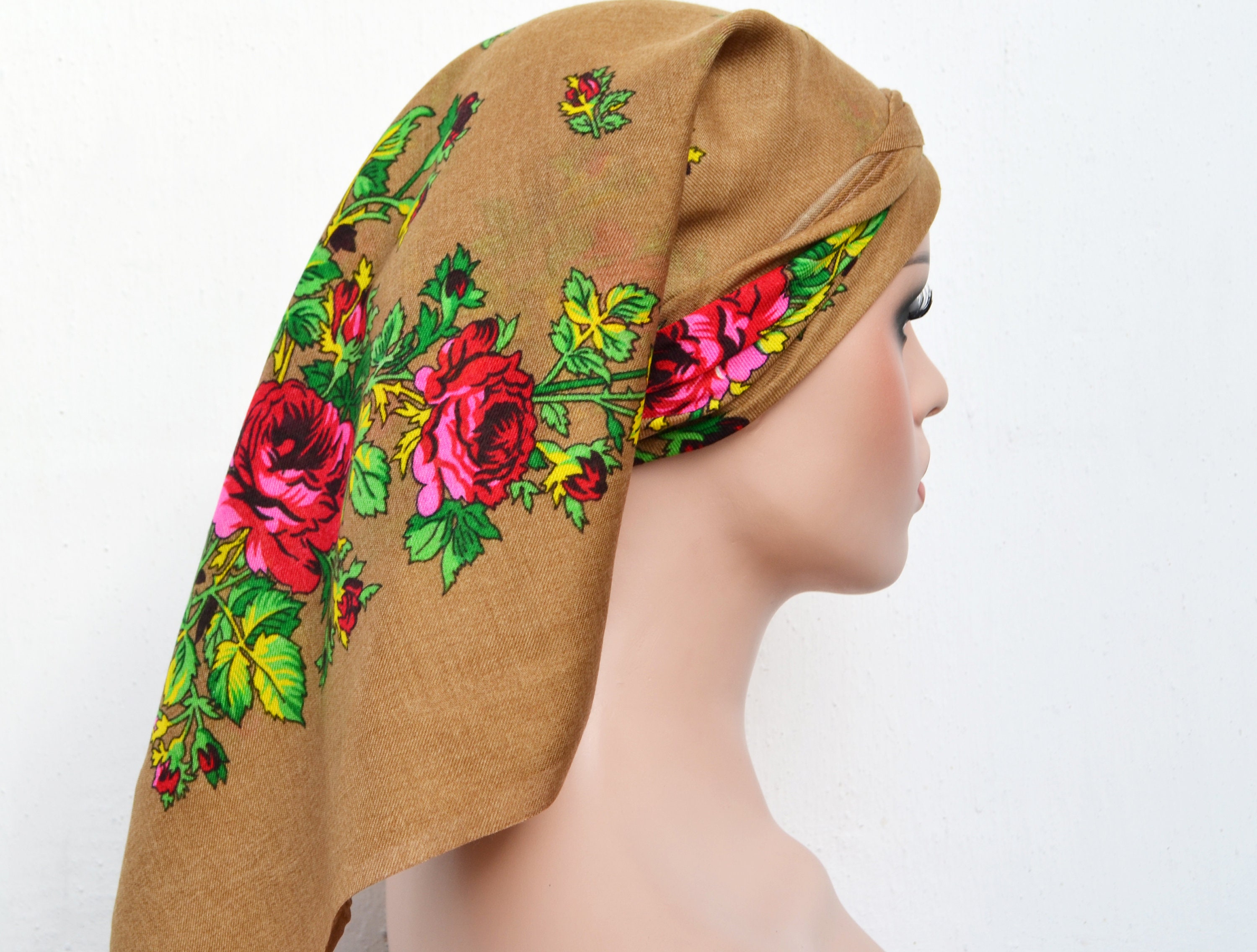 Ukrainian Head Scarf Floral Scarves Babushka Scarf Etsy Canada