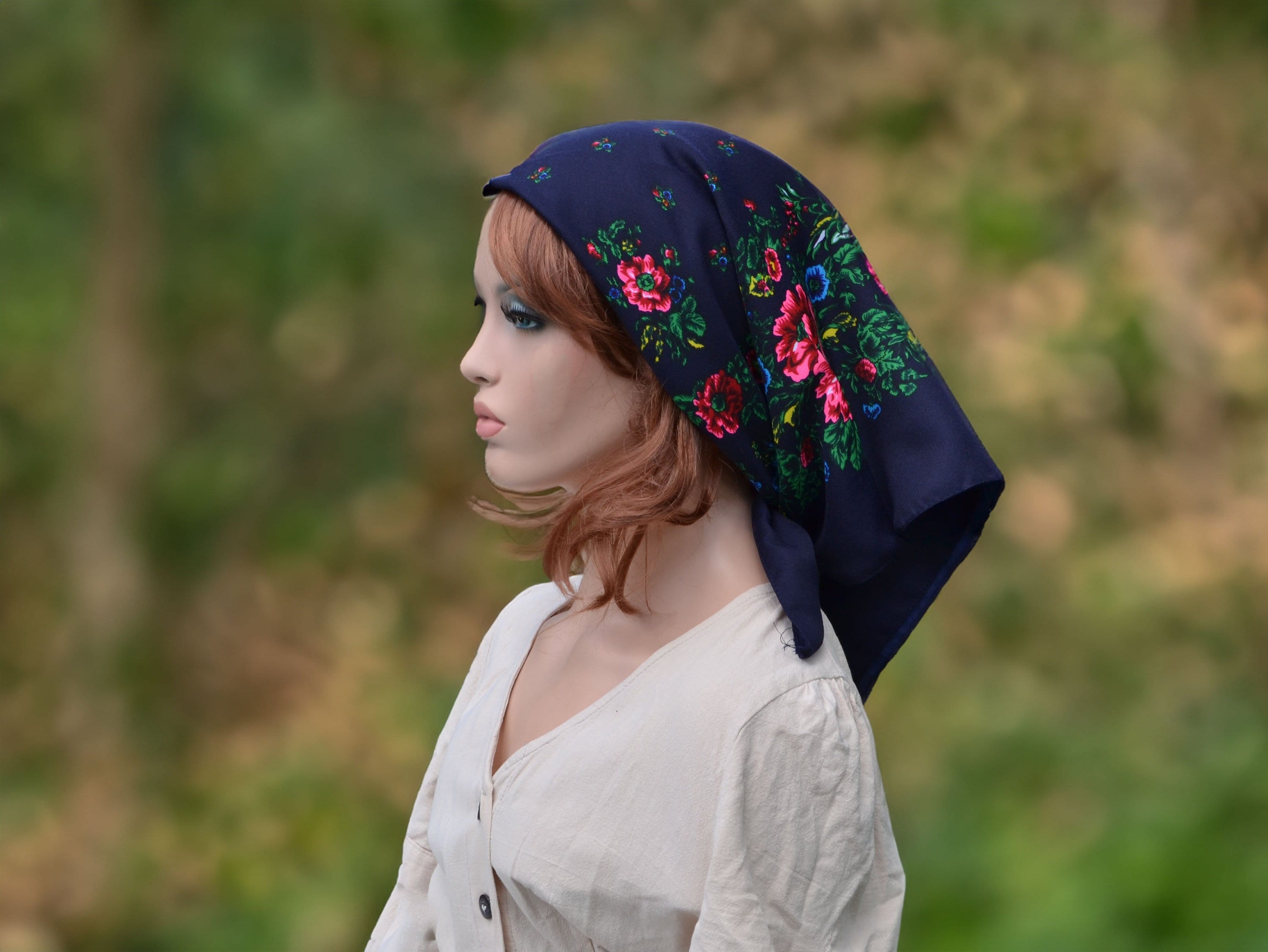 Ukranian Head Scarf Floral Babushka Scarf Ukranian Gifts for