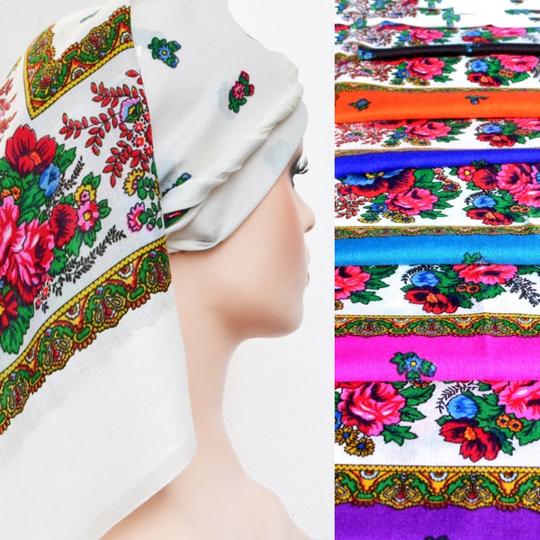 Ukrainian traditional scarf  Babushka slavic headscarf