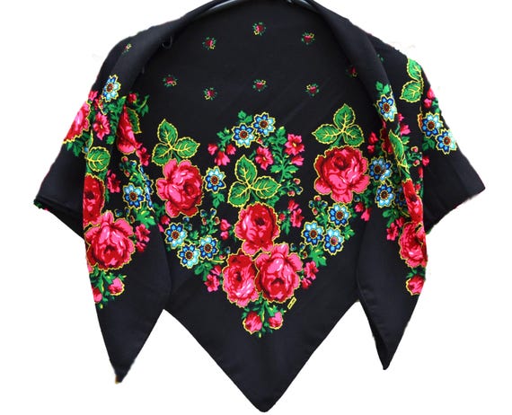 Écharpe En Mousseline Femme Motif Coquelicots Rouges Sur Noir - 180 X 88 Cm - Châle Léger Printemps/Été/Automne