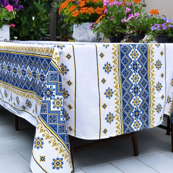 Ukrainian tablecloth Christmas linen table covering Made in ukraine
