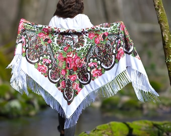 Sale Large Piano Shawl - Yellow Floral Scarf Romania Wooll Spain