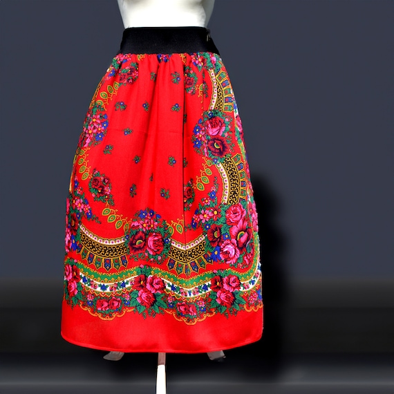 Jupe tissée traditionnelle ukrainienne, plakhta, nouveau, rouge, T- Petit