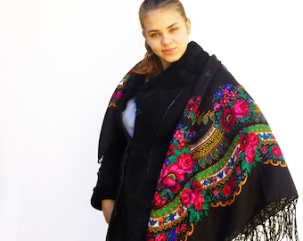 Ukrainian shawl 14 colors Floral square scarf Slavic shawl