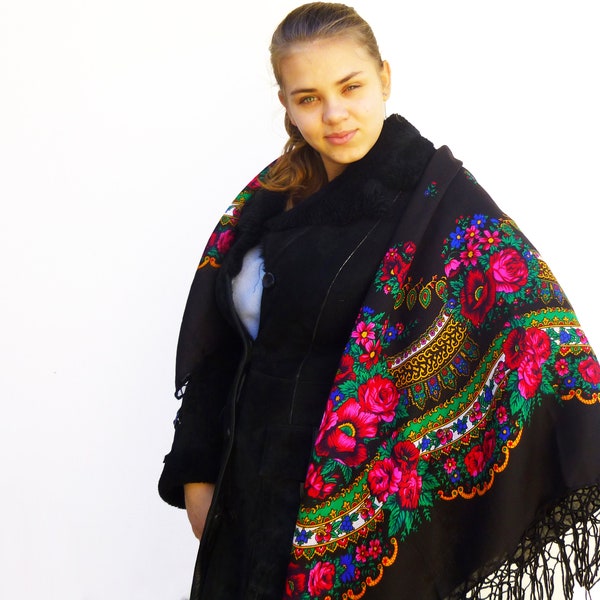 Ukrainian shawl 14 colors Floral square scarf Slavic shawl