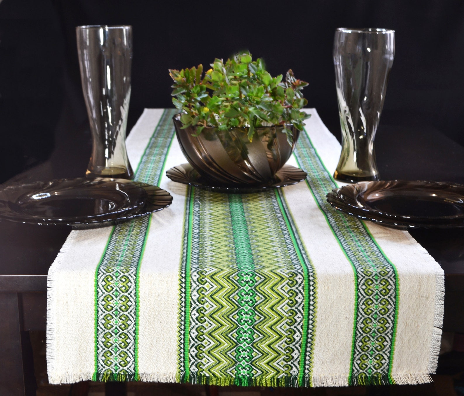 Ukrainian Embroidery Table Runner Frayed Edge Tribal Table Etsy