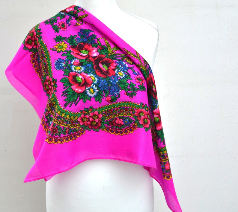 Ukraine Shaw Floral Scarves Ukrainian Head Scarf Etsy