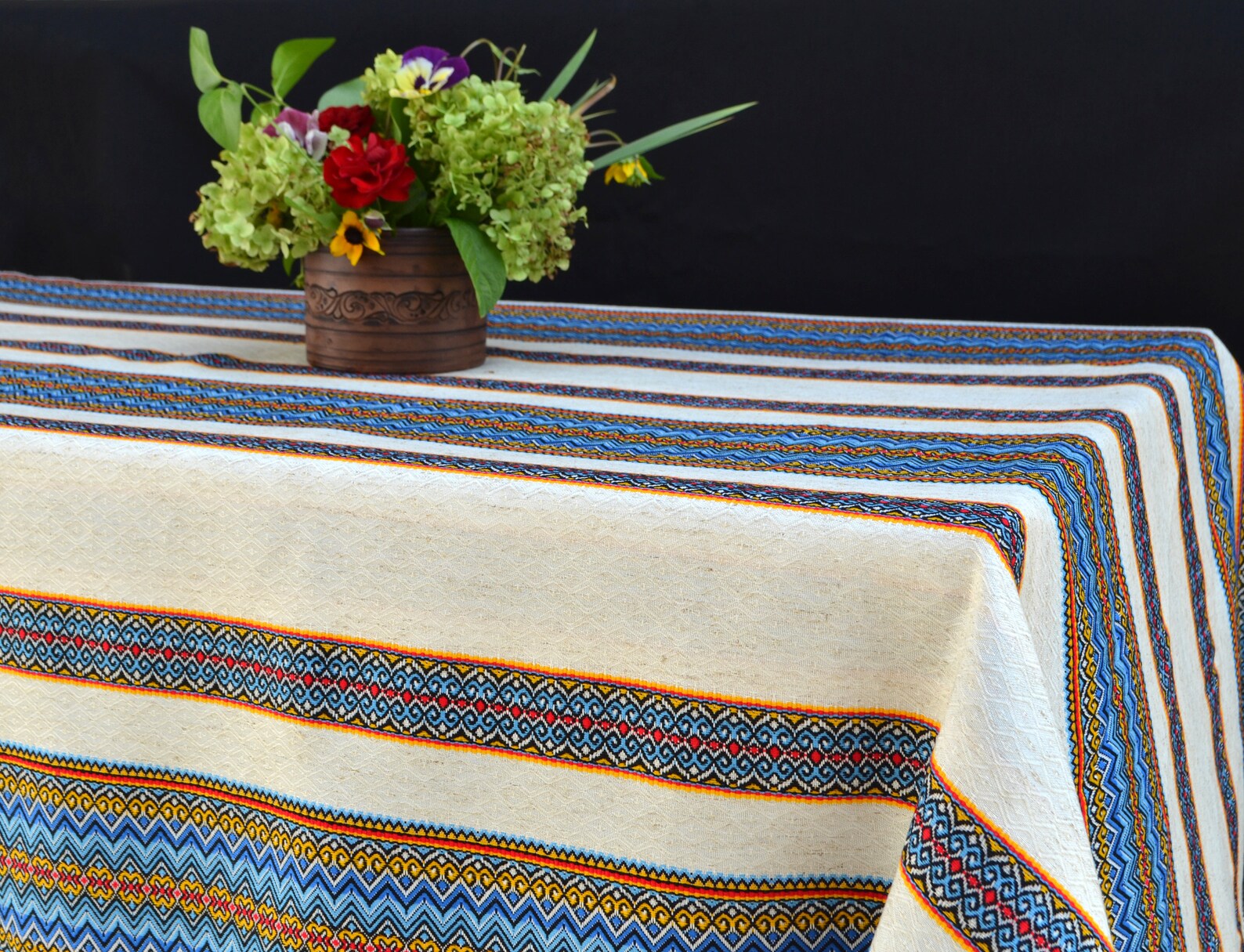 Ukrainian Embroidered Table Cloth Ethnic Tablecloth Farmhouse Etsy
