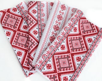 Set ukrainian linen tea towels Kitchen towels embroidery print Ukrainian runner