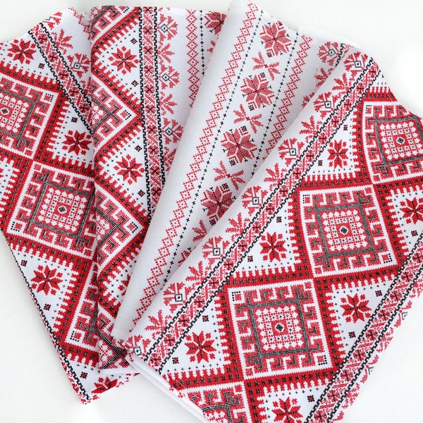 Set ukrainian linen tea towels Kitchen towels embroidery print Ukrainian runner