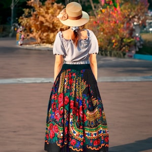 Traditional folk skirt Boho floral skirt long