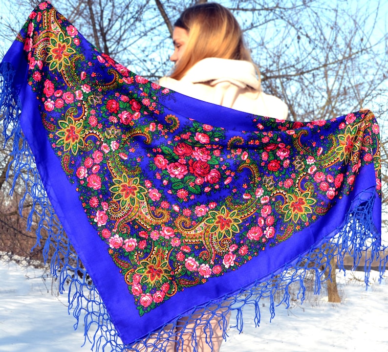 Piano shawl Ukrainian babushka scarf Ukrainian gifts image 2