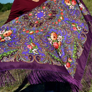 Purple piano shawl Chale Ukrainian Shawl