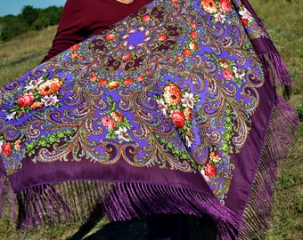 Purple piano shawl Chale Ukrainian Shawl