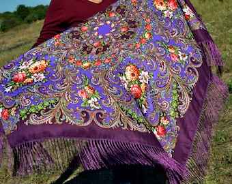 Purple piano shawl Chale Ukrainian Shawl