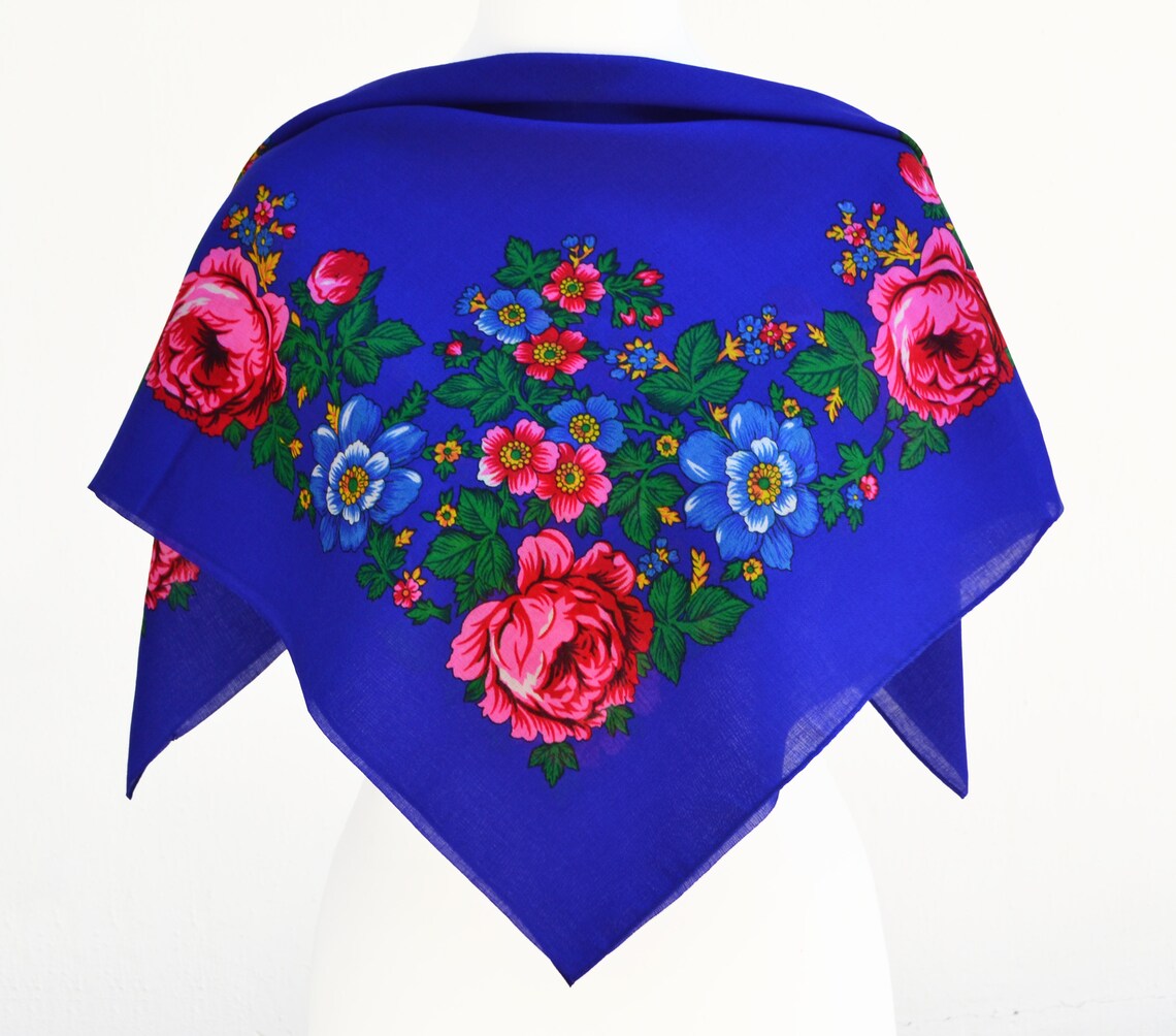 Russian babushka scarf Ukrainian head scarf Floral scarves Etsy